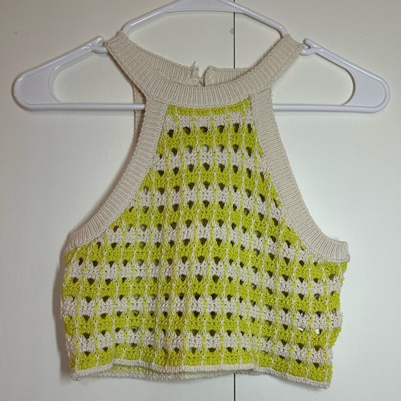 Zara Crochet Tank Top Green White Size 9-10 - Picture 2 of 7